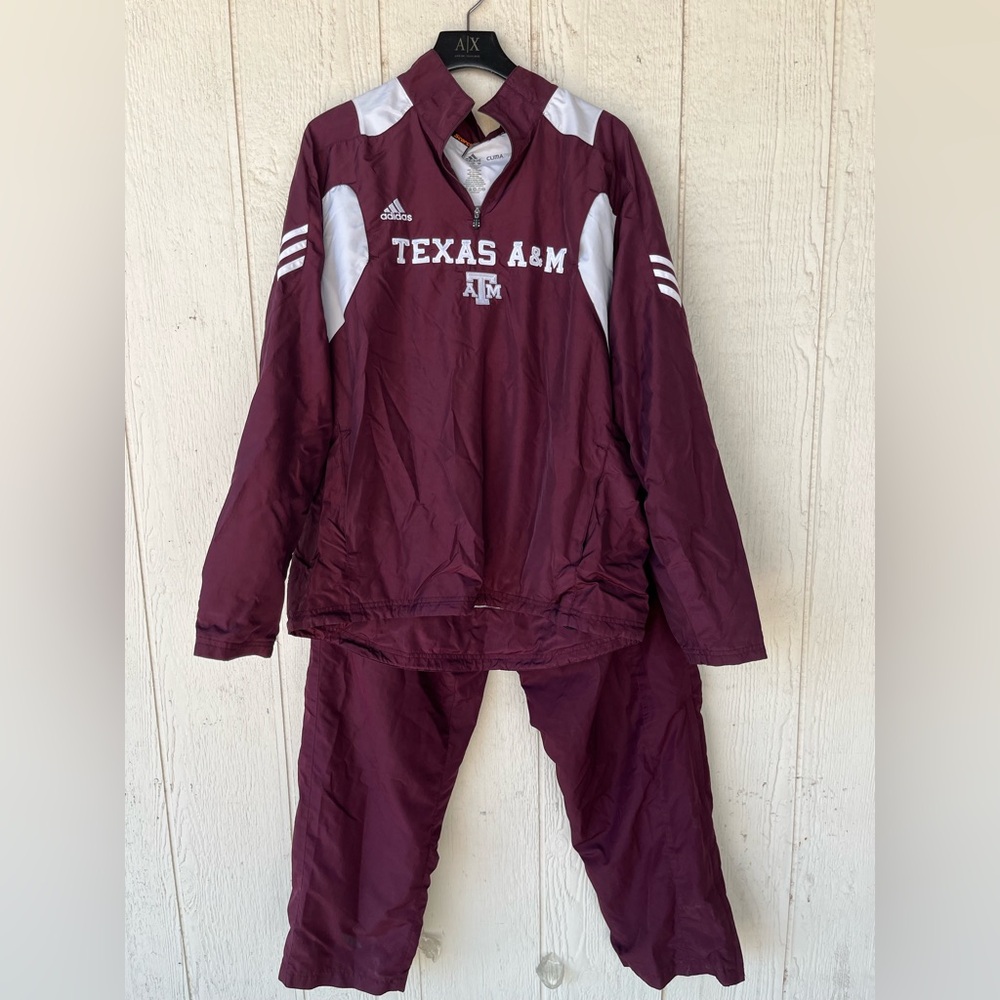 adidas Texas A&M Maroon and White Performance Jacket and Pants Set